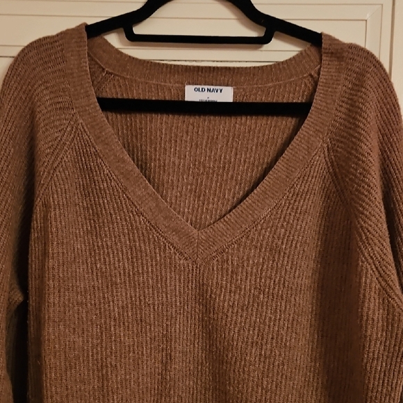 Old Navy Sweaters - Cozy Brown Sweater, M, V Neck,  Oversized, Old Navy